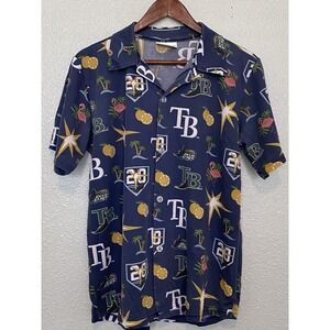 Tampa Bay Devil Rays‎ Baseball Tropical Logo Graphic Button Up MLB Shirt TB Rays